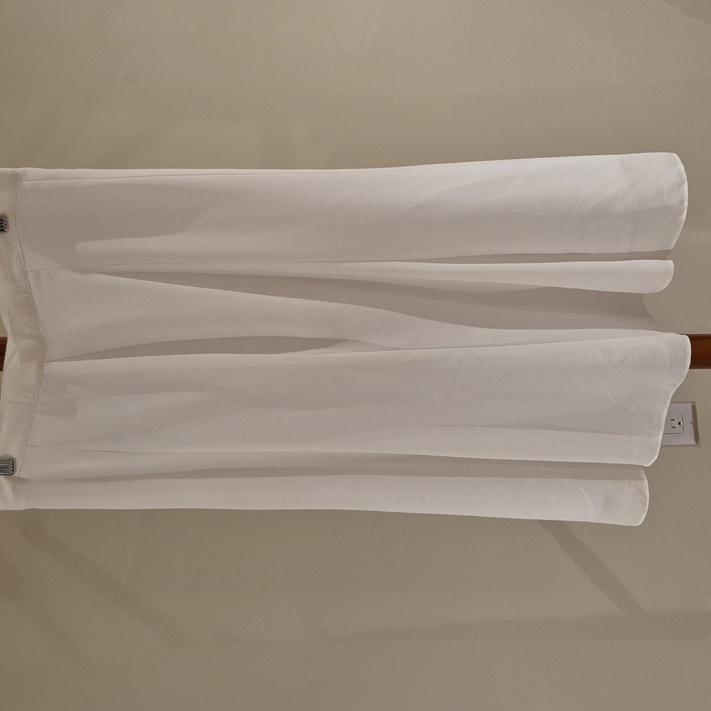 White Skirt, Midi, Flare, Flowy, Lined, Hidden Zipper, 8